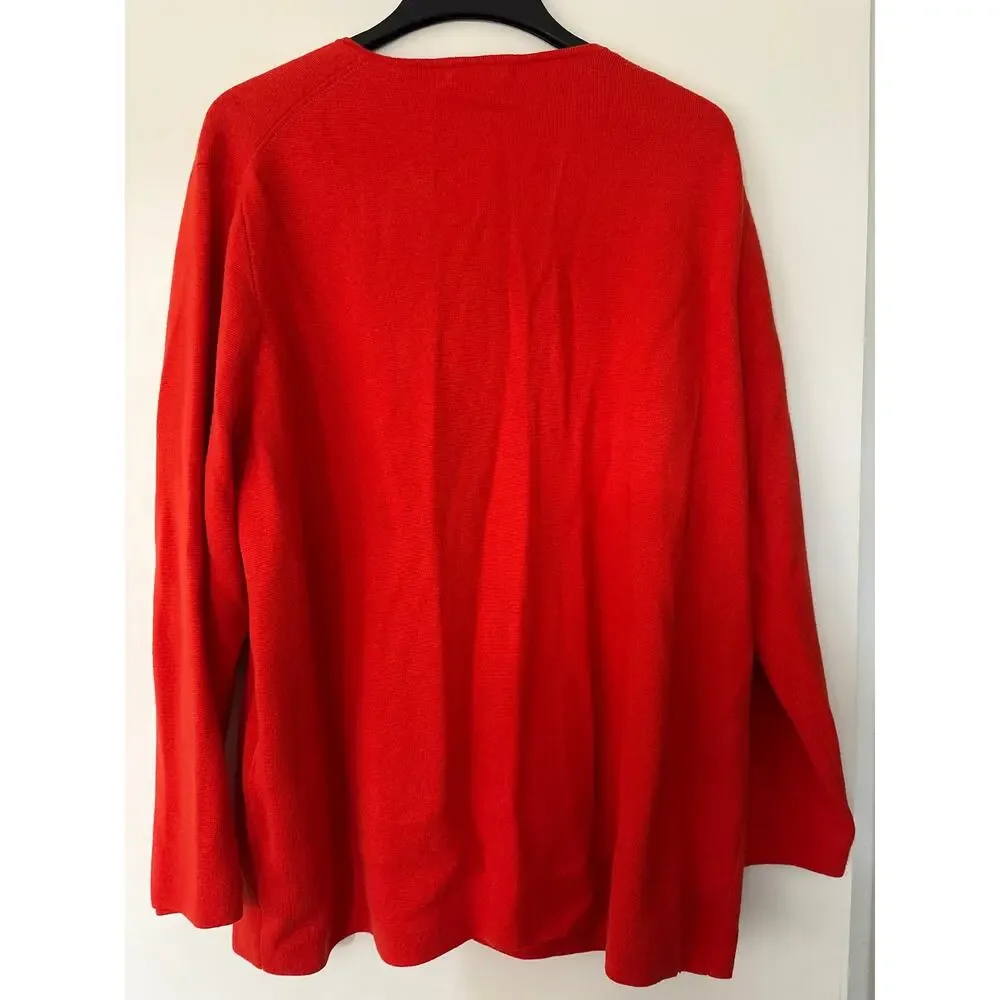 J. Crew Giselle Orange Merino Wool Cotton  Cardigan Sweater Gold Nautical 2X